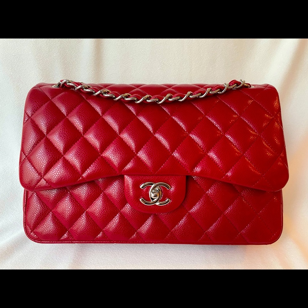 Chanel Red Caviar Jumbo Classic Double Flap